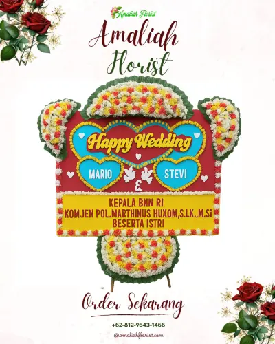 Karangan Papan Bunga Pernikahan di Cijantra